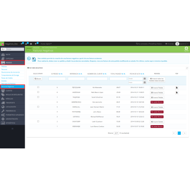 Módulo de Facturas Negativas