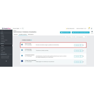 Módulo Pago en Tienda para Prestashop 1.7