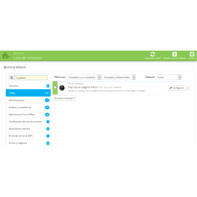 Módulo Pop up Inicio para prestashop